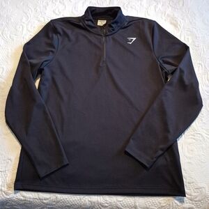 Gymshark men's XXL 1/4 zip black long sleeve shirt EUC